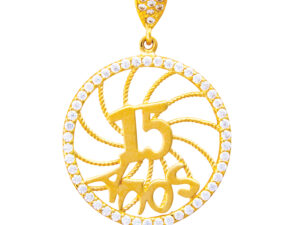  14k Tri-Color Gold Sweet 15 Años Quinceanera Pendant