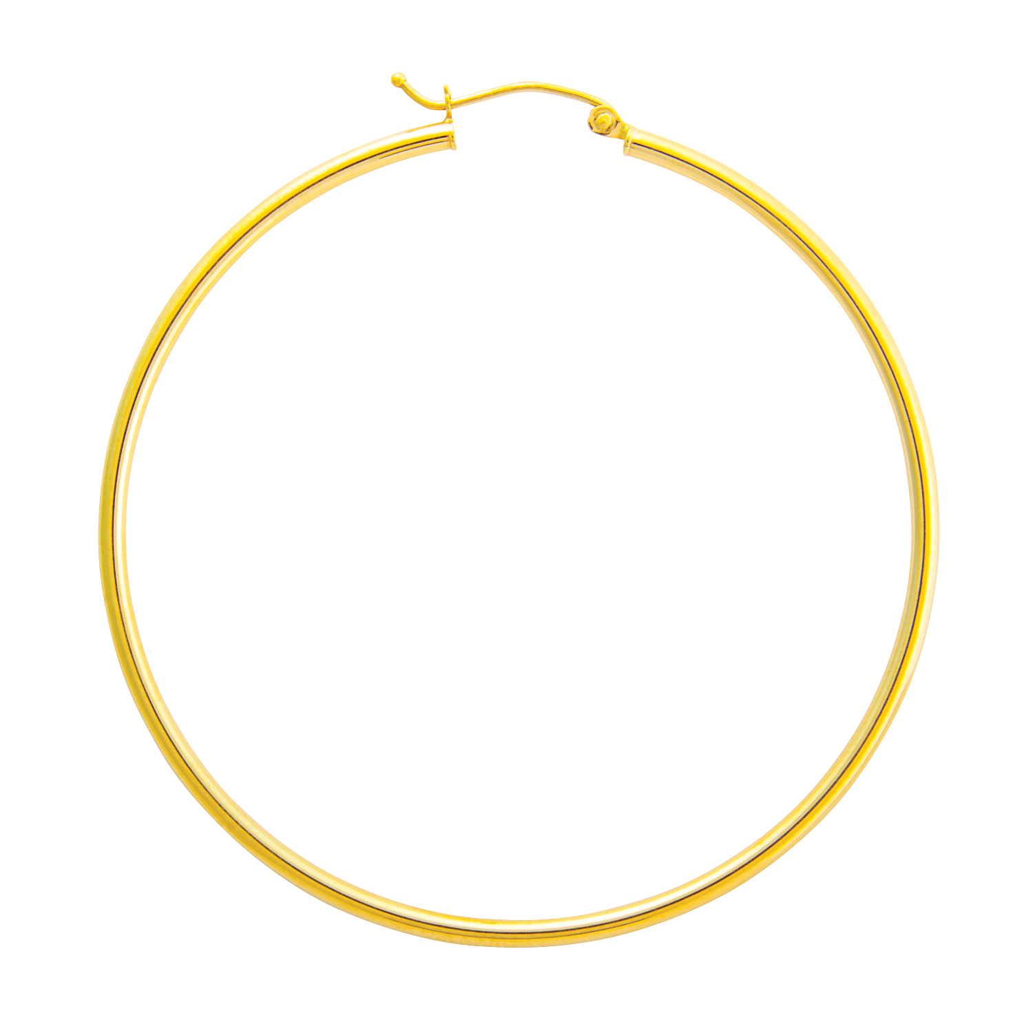 14k Yellow Gold Round Classic Plain French Lock Hoop Earrings For Women  Polished Design 25mm x 2mm - Walmart.com
