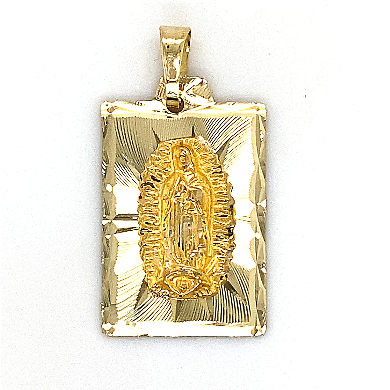 Gold Plated Pewter Our Lady Of Guadalupe With Pearl Chain H738