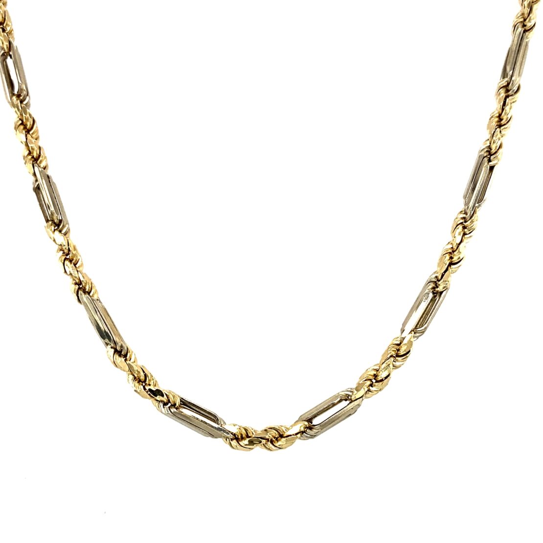 14K Hollow Figarope Italian Two-Tone Chain – Mayas Gold