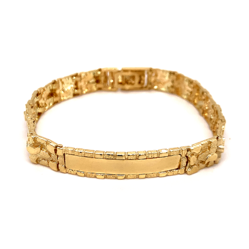 Buy 10k Yellow Gold Solid Nugget Bracelet Adjustable 8 8.5 Online in India  - Etsy