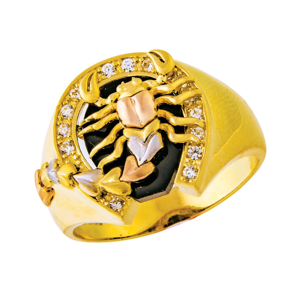 14K Tri Color CZ Scorpion Ring – Maya's Gold